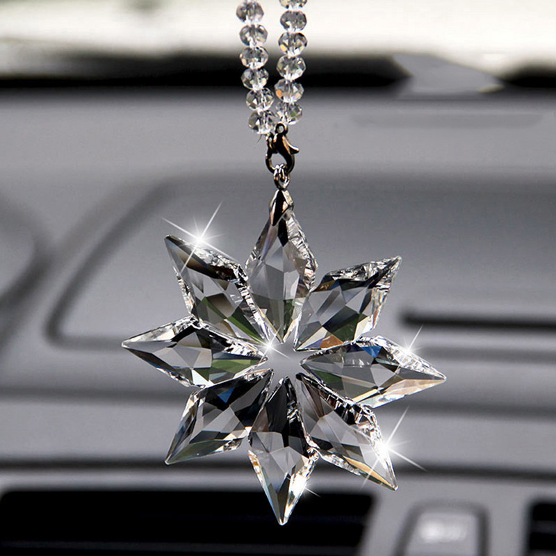 Skaidrios krištolinės snaigės Automobilių pakabukų dekoravimo papuošalai Saulės gaudyklės snaigės kabantys apdailos priedai Kalėdinės dovanos