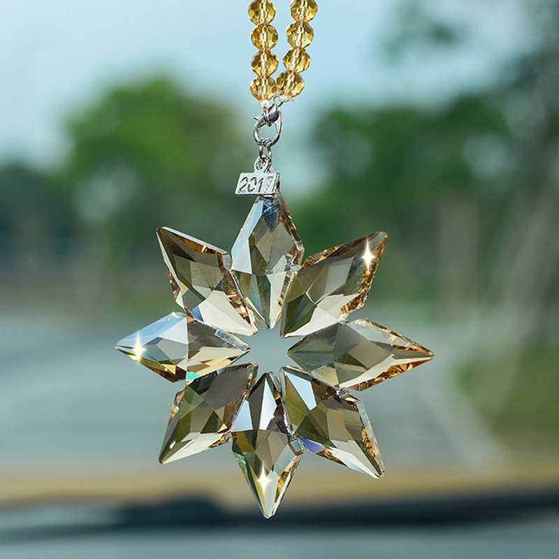 Skaidrios krištolinės snaigės Automobilių pakabukų dekoravimo papuošalai Saulės gaudyklės snaigės kabantys apdailos priedai Kalėdinės dovanos