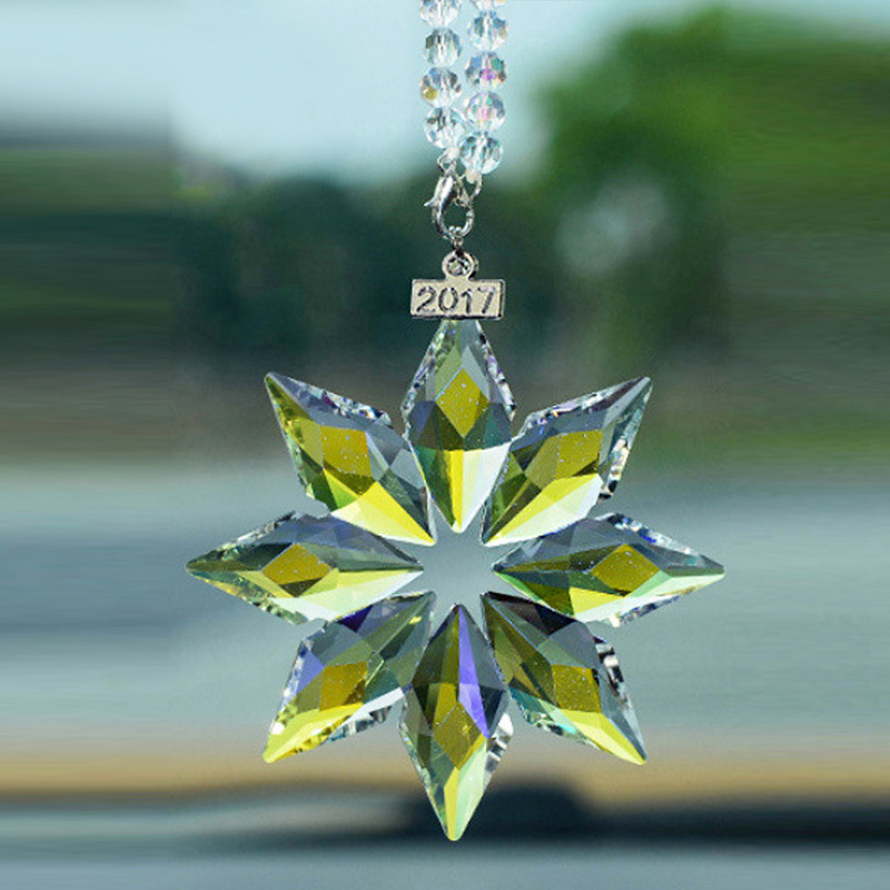 Skaidrios krištolinės snaigės Automobilių pakabukų dekoravimo papuošalai Saulės gaudyklės snaigės kabantys apdailos priedai Kalėdinės dovanos