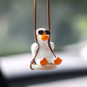 Αξεσουάρ αυτοκινήτου Gypsum Cute Anime Swing Duck μενταγιόν Auto Στολίδι καθρέφτη οπισθοπορείας Δώρο γενεθλίων Ζευγάρι Αξεσουάρ Αρώματα αυτοκινήτου