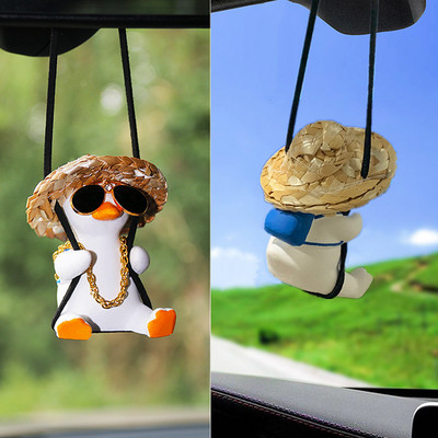 Accesoriu mașină gips drăguț anime leagăn rață pandantiv auto oglindă retrovizoare ornamente cadou de aniversare accesoriu cuplu parfum mașină