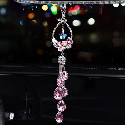 Bling Bling Girl Accesorii pentru mașină Stare norocoasă Lebădă Ornamente de agățat Oglinda retrovizoare Decorare cu stras de lux Femei
