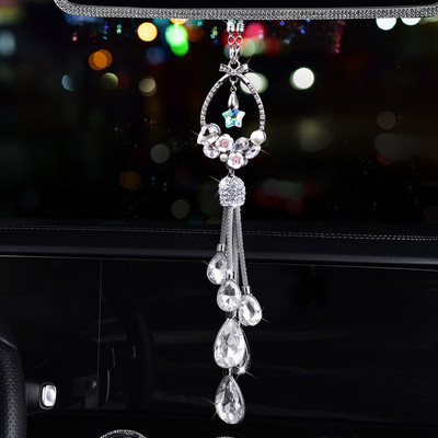 Bling Bling Girl Accesorii pentru mașină Stare norocoasă Lebădă Ornamente de agățat Oglinda retrovizoare Decorare cu stras de lux Femei