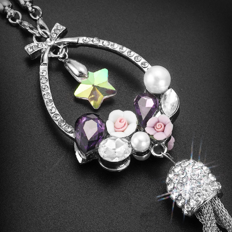 Bling Bling Girl Accesorii pentru mașină Stare norocoasă Lebădă Ornamente de agățat Oglinda retrovizoare Decorare cu stras de lux Femei