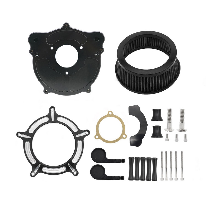 Filtru de aer pentru Harley Touring Street Glide Road Glide 2008-2016 Trike 2008-2016 Kit de admisie filtru de aer CNC din aluminiu