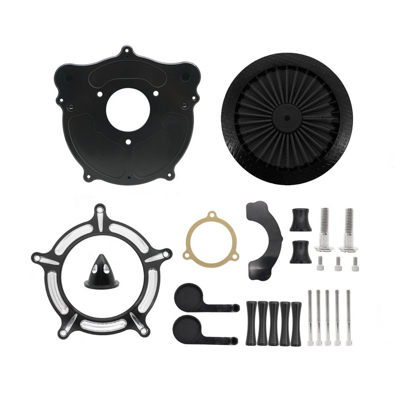 Filtru de aer pentru Harley Touring Street Glide Road Glide 2008-2016 Trike 2008-2016 Kit de admisie filtru de aer CNC din aluminiu