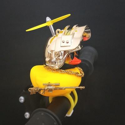 Ornamente drăguțe de rață de cauciuc pentru mașini de jucărie, rață galbenă, decorațiuni pentru bordul mașinii, Gadget-uri pentru biciclete cu cască cu elice, accesorii pentru mașini