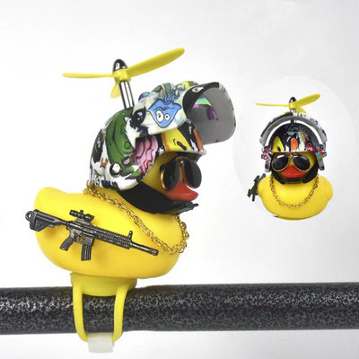 Ornamente drăguțe de rață de cauciuc pentru mașini de jucărie, rață galbenă, decorațiuni pentru bordul mașinii, Gadget-uri pentru biciclete cu cască cu elice, accesorii pentru mașini