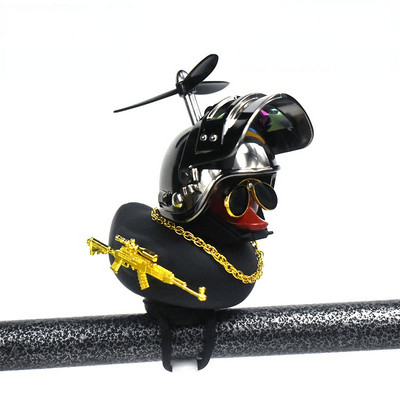 Ornamente drăguțe de rață de cauciuc pentru mașini de jucărie, rață galbenă, decorațiuni pentru bordul mașinii, Gadget-uri pentru biciclete cu cască cu elice, accesorii pentru mașini