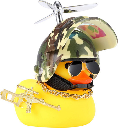 Ornamente drăguțe de rață de cauciuc pentru mașini de jucărie, rață galbenă, decorațiuni pentru bordul mașinii, Gadget-uri pentru biciclete cu cască cu elice, accesorii pentru mașini