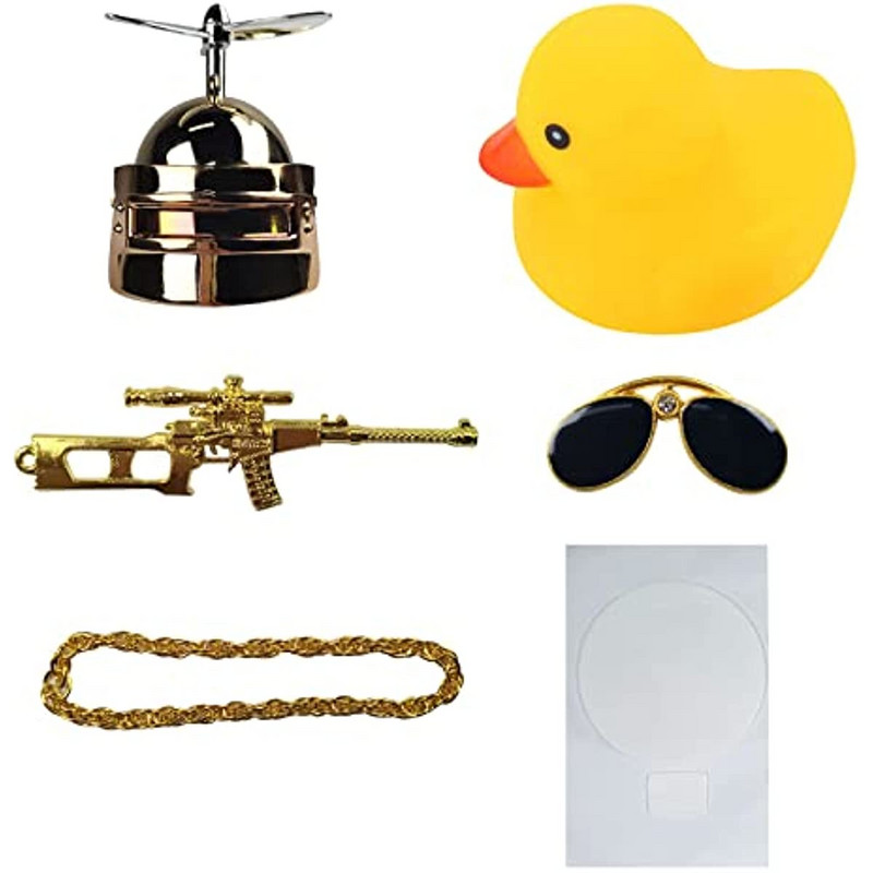 Ornamente drăguțe de rață de cauciuc pentru mașini de jucărie, rață galbenă, decorațiuni pentru bordul mașinii, Gadget-uri pentru biciclete cu cască cu elice, accesorii pentru mașini