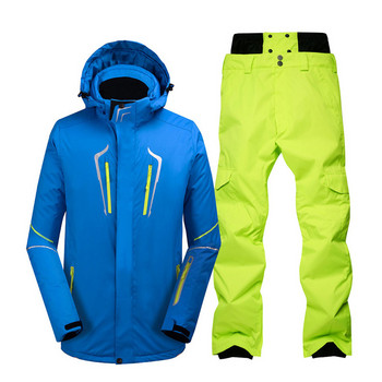 Pure Color Ανδρικό κοστούμι χιονιού Χειμερινά αθλητικά ρούχα για εξωτερικούς χώρους Ρούχα Snowboard Αδιάβροχη αντιανεμική στολή για σκι Μπουφάν και ανδρικό παντελόνι