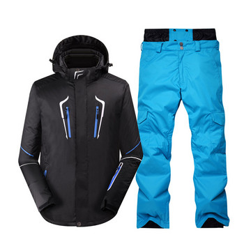 Pure Color Ανδρικό κοστούμι χιονιού Χειμερινά αθλητικά ρούχα για εξωτερικούς χώρους Ρούχα Snowboard Αδιάβροχη αντιανεμική στολή για σκι Μπουφάν και ανδρικό παντελόνι