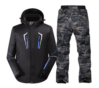 Costum de zăpadă pentru bărbați de culoare pură, îmbrăcăminte pentru sport în aer liber, îmbrăcăminte pentru snowboard, costum impermeabil, rezistent la vânt, jachetă și pantaloni de schi pentru bărbați