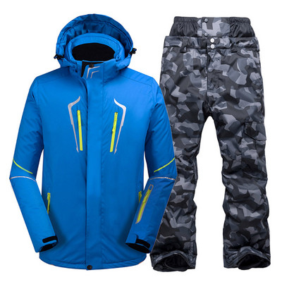 Costum de zăpadă pentru bărbați de culoare pură, îmbrăcăminte pentru sport în aer liber, îmbrăcăminte pentru snowboard, costum impermeabil, rezistent la vânt, jachetă și pantaloni de schi pentru bărbați