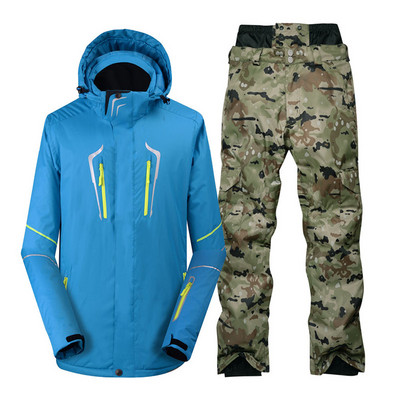 Costum de zăpadă pentru bărbați de culoare pură, îmbrăcăminte pentru sport în aer liber, îmbrăcăminte pentru snowboard, costum impermeabil, rezistent la vânt, jachetă și pantaloni de schi pentru bărbați