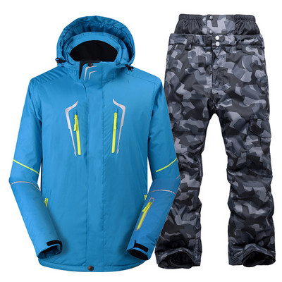 Costum de zăpadă pentru bărbați de culoare pură, îmbrăcăminte pentru sport în aer liber, îmbrăcăminte pentru snowboard, costum impermeabil, rezistent la vânt, jachetă și pantaloni de schi pentru bărbați