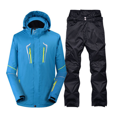 Costum de zăpadă pentru bărbați de culoare pură, îmbrăcăminte pentru sport în aer liber, îmbrăcăminte pentru snowboard, costum impermeabil, rezistent la vânt, jachetă și pantaloni de schi pentru bărbați