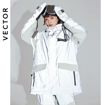 VECTOR Γυναικεία ζεστή φόρμα σκι με κουκούλα Γυναικεία ανδρική αδιάβροχη αντιανεμική αντανακλαστική μπουφάν Snowboard για σκι Ρούχα εξωτερικού χώρου