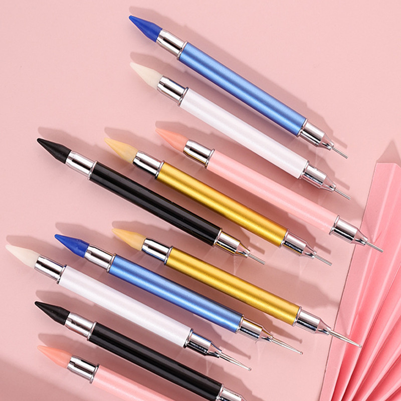 Nail Art Selector de ceară cu două capete Pix cu punct Pen Creion Perie Mărgele cu stras Geme de cristal Dot Metal Sfaturi pentru decorare Instrumente pentru manichiură