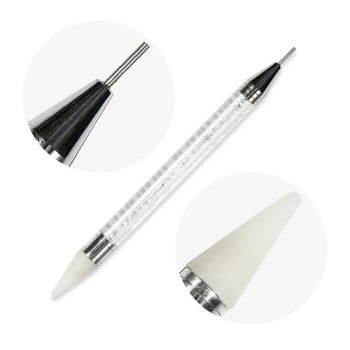 1 τμχ Dual Heads Ακρυλικό Μεταλλικό Dotting Wax Pen Pen Handle Nail Dotting Pen Nail Art DIY Professional Nail Point Drill Tools