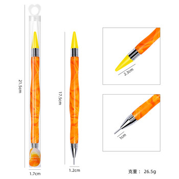 1 τμχ Dual Heads Ακρυλικό Μεταλλικό Dotting Wax Pen Pen Handle Nail Dotting Pen Nail Art DIY Professional Nail Point Drill Tools