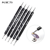 5db/készlet 2 utas Nail Art Pöttyöző Toll Márványozó Festés Rajz Toll Ecset Köröm Art Ecsetkészlet UV Gél Köröm Pöttyöző Szerszámkészlet