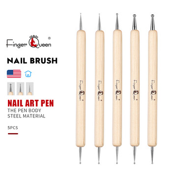 5 бр./комплект точкова писалка за дизайн на нокти Оборудване за нокти Дървени кристали на точки с двойна глава за професионални аксесоари за маникюр