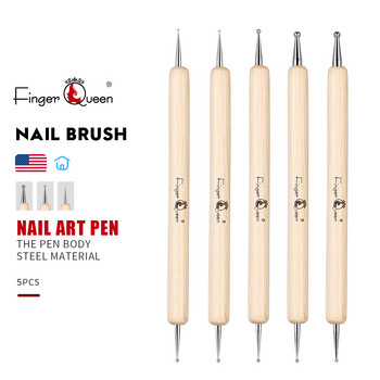 5Pcs/Kit Dotting Pen For Nail Art Design Nail Equipment Ξύλινα στρας με διπλή κεφαλή για επαγγελματικά αξεσουάρ μανικιούρ