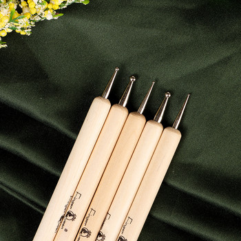 5Pcs/Kit Dotting Pen For Nail Art Design Nail Equipment Ξύλινα στρας με διπλή κεφαλή για επαγγελματικά αξεσουάρ μανικιούρ