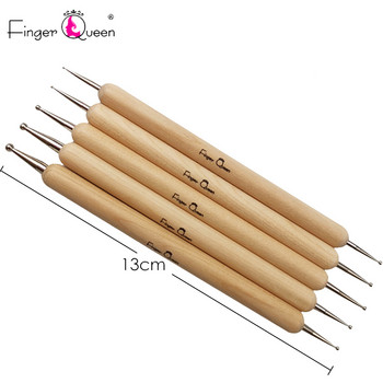 5Pcs/Kit Dotting Pen For Nail Art Design Nail Equipment Ξύλινα στρας με διπλή κεφαλή για επαγγελματικά αξεσουάρ μανικιούρ