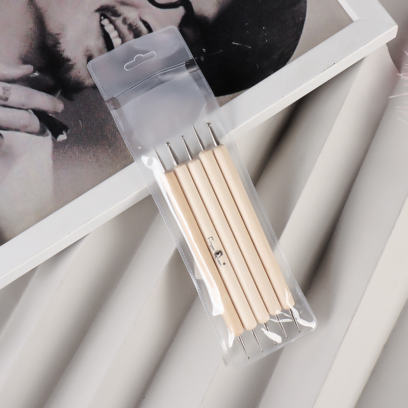 5 buc/kit Pix pentru unghii, design pentru arta unghiilor, echipament pentru unghii, strasuri cu puncte cu cap dublu din lemn pentru accesorii profesionale pentru manichiura