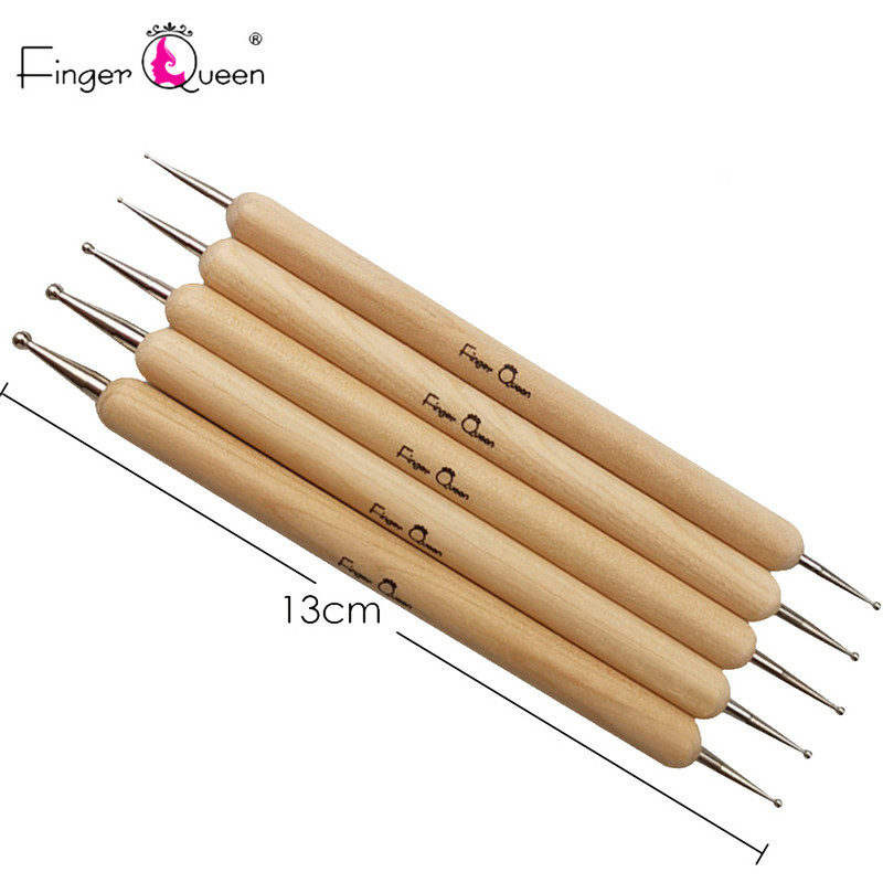 5 buc/kit Pix pentru unghii, design pentru arta unghiilor, echipament pentru unghii, strasuri cu puncte cu cap dublu din lemn pentru accesorii profesionale pentru manichiura