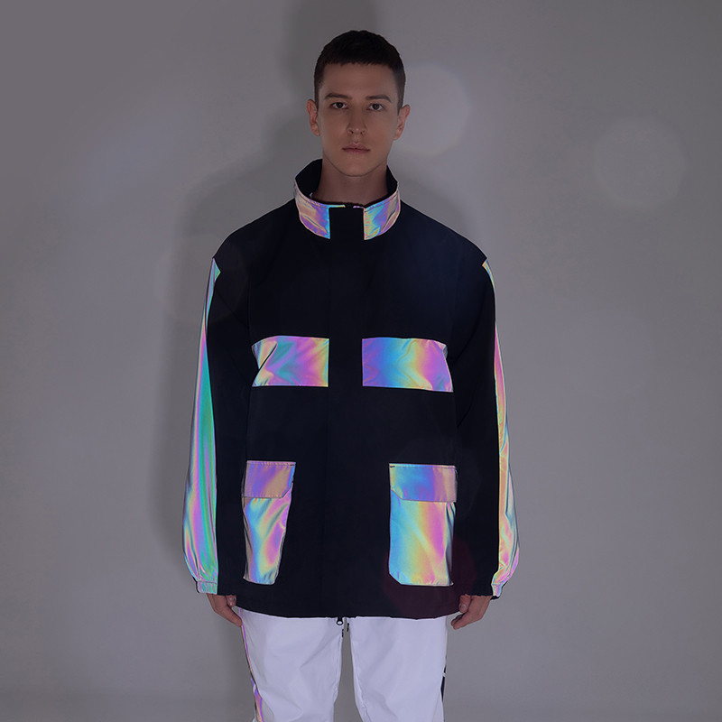 Moterų ir vyrų snieglenčių kostiumas, šviesą atspindintis, sidabrinis, atsparus vėjui ir vandeniui, slidinėjimo striukė, vyriška, moteriška unisex