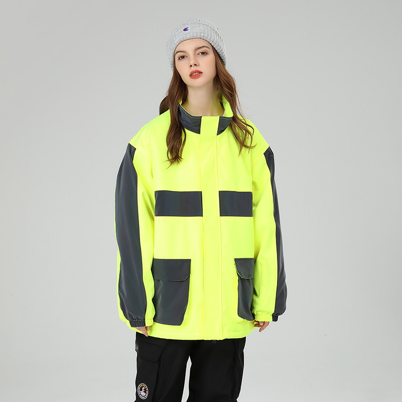 Moterų ir vyrų snieglenčių kostiumas, šviesą atspindintis, sidabrinis, atsparus vėjui ir vandeniui, slidinėjimo striukė, vyriška, moteriška unisex