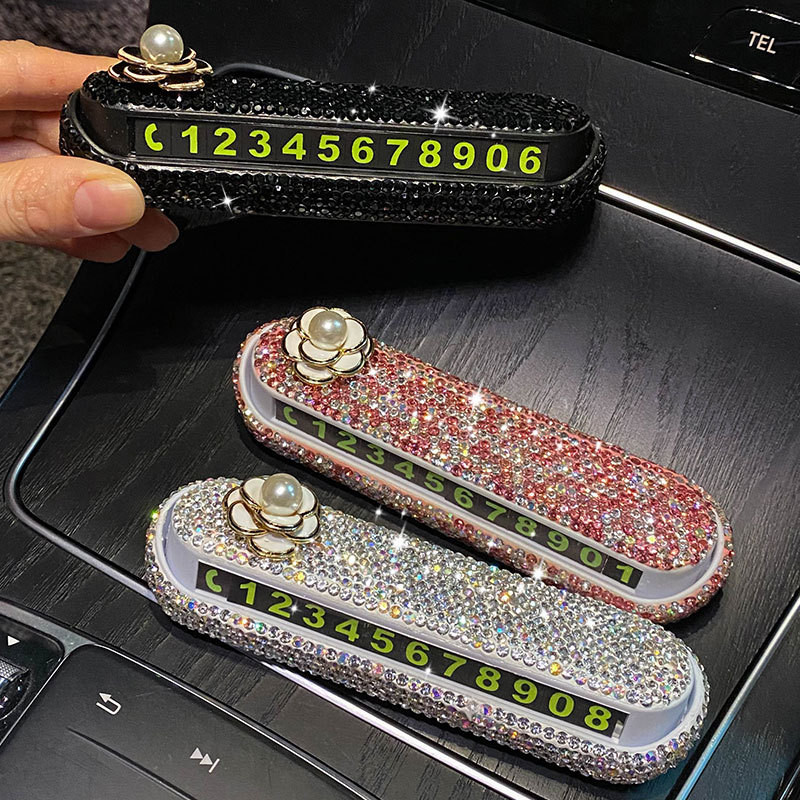 Semn de parcare temporară pentru mașină Tendințe pentru femei Număr de telefon creativ Carte de parcare Mașină Mașină în mișcare Ornamente digitale luminoase pentru mașină