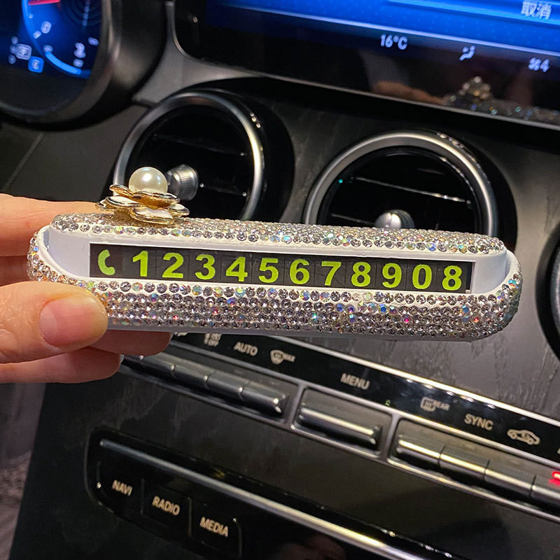 Semn de parcare temporară pentru mașină Tendințe pentru femei Număr de telefon creativ Carte de parcare Mașină Mașină în mișcare Ornamente digitale luminoase pentru mașină