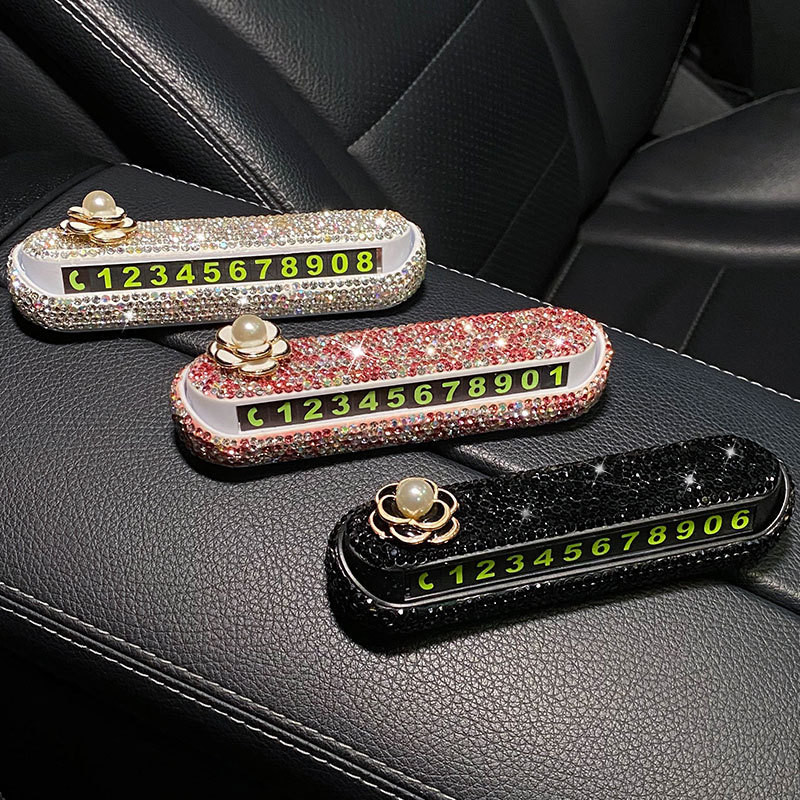 Semn de parcare temporară pentru mașină Tendințe pentru femei Număr de telefon creativ Carte de parcare Mașină Mașină în mișcare Ornamente digitale luminoase pentru mașină