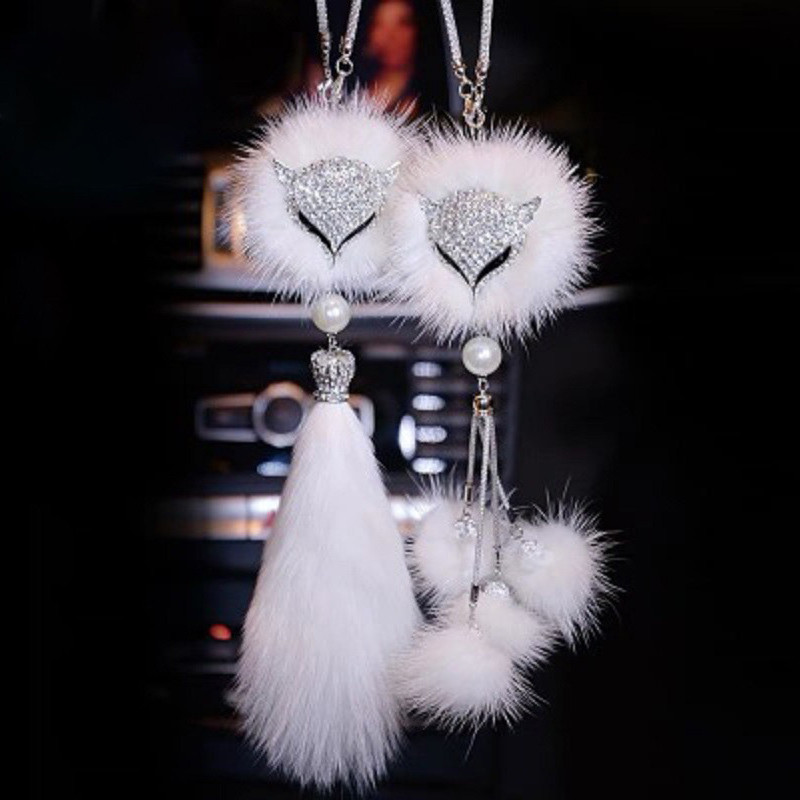 Kreatív autóajándékok Fox Head Pendant autós visszapillantó tükör gyémánt Sable medállal Protect Safety Autó medál