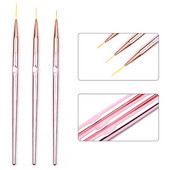 3 buc/set Sfaturi 3D Perii cu gel UV acrilic Nail Art Line Pictura Pen Desen Crystal Liner Glitter Design francez Instrument de manichiură