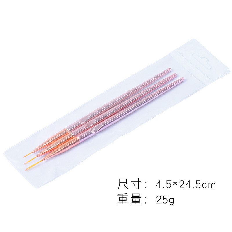 3 buc/set Sfaturi 3D Perii cu gel UV acrilic Nail Art Line Pictura Pen Desen Crystal Liner Glitter Design francez Instrument de manichiură