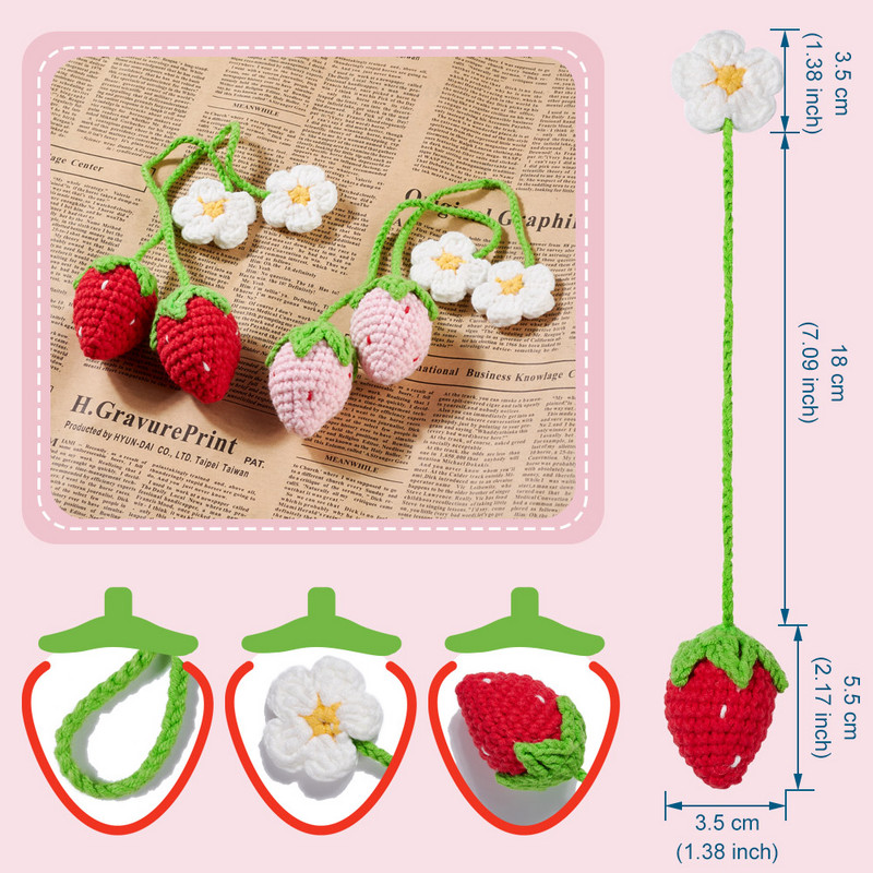 2 bucăți drăguț căpșuni oglindă mașină agățată ornament Accesorii interioare decor mașină retrovizoare farmece decorațiuni roz