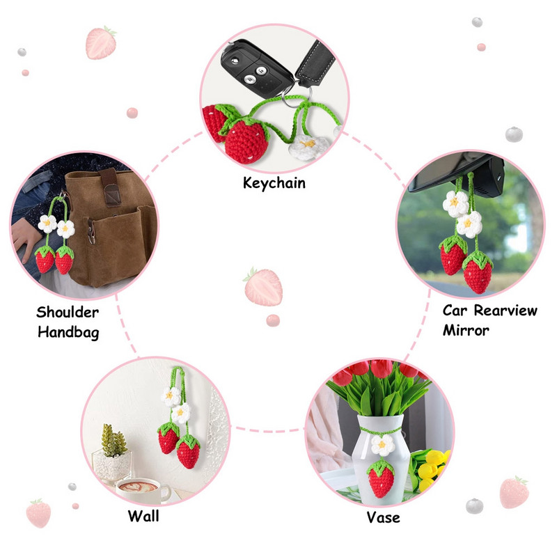 2 bucăți drăguț căpșuni oglindă mașină agățată ornament Accesorii interioare decor mașină retrovizoare farmece decorațiuni roz