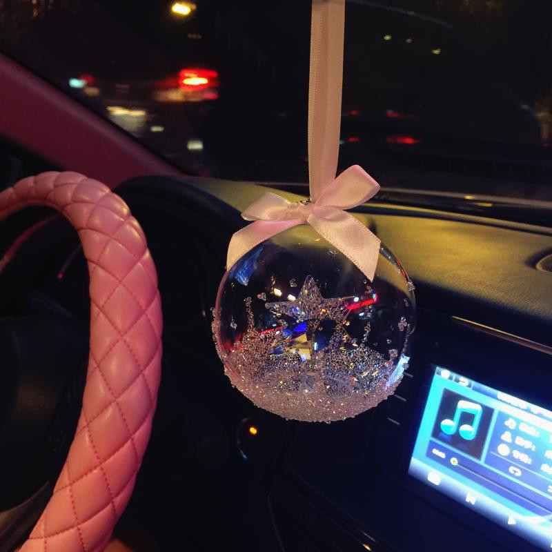 Prívesky do auta Vianočná verzia krištáľovej gule Hviezdy Anjelské prívesky do auta Krištáľová snehová vločka Zvonkohra Dekoratívna závesná ozdoba