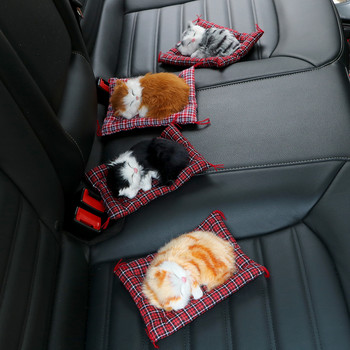 Оформяне на кола Орнаменти за кола Прекрасни плюшени котенца Играчка за кукли Сладка симулация Спящи котки Декорация на таблото Интериорни аксесоари
