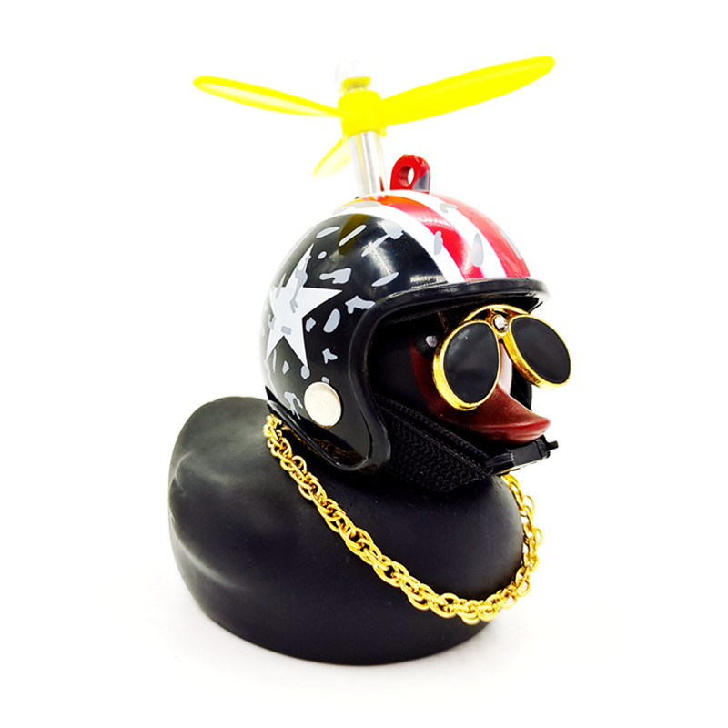 Juodo šalmo anties automobilio puošybos priedai Šalmas juodos anties automobilio papuošalai dviračio motociklo dekoravimo priedai Ančiukas