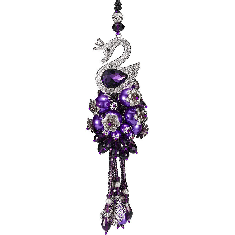 Diamante de lux Accesorii drăguțe pentru mașini Fete Femei Strass Lebădă Mașină Oglindă Ornament pentru agățat Pandantiv BlingBling Cristal