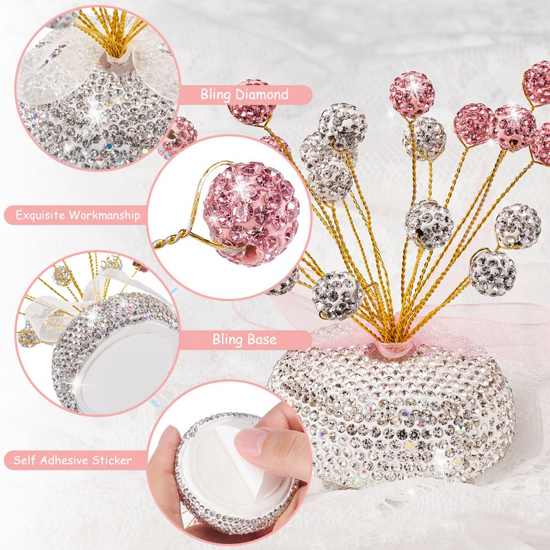 Drăguț cu stras cu argilă polimerică Babysbreath Decorații pentru bord Ornamente pentru mașină acasă și birou