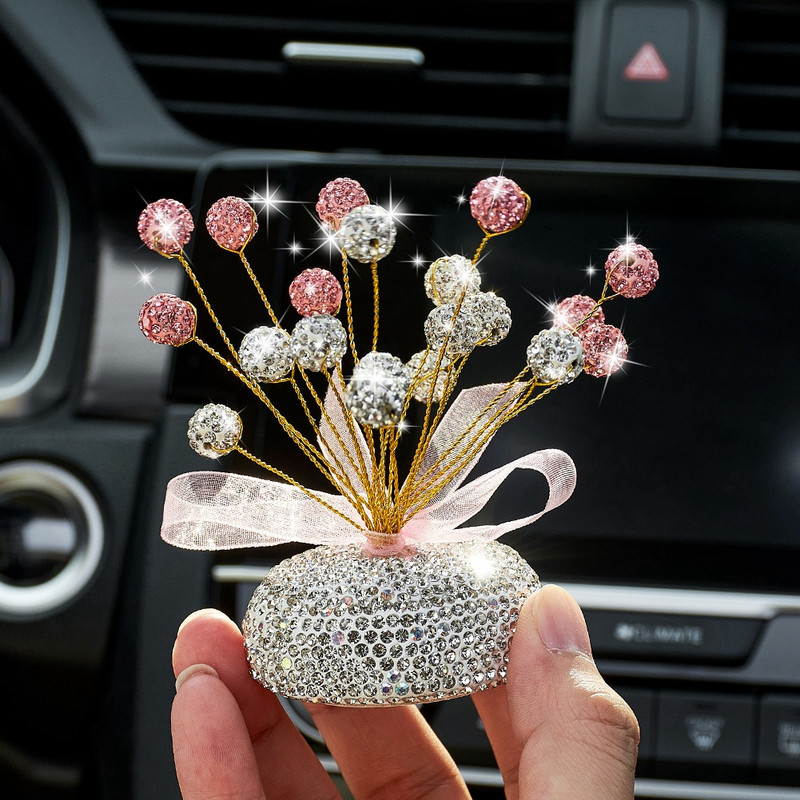 Drăguț cu stras cu argilă polimerică Babysbreath Decorații pentru bord Ornamente pentru mașină acasă și birou