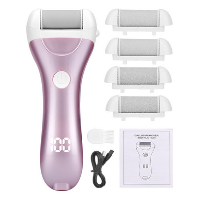 Fișier electric portabil pentru pedichiură, reîncărcabil prin USB, afișaj de putere, instrumente profesionale de îngrijire a picioarelor, dispozitiv de îndepărtare a calusului pentru pielea tare moartă